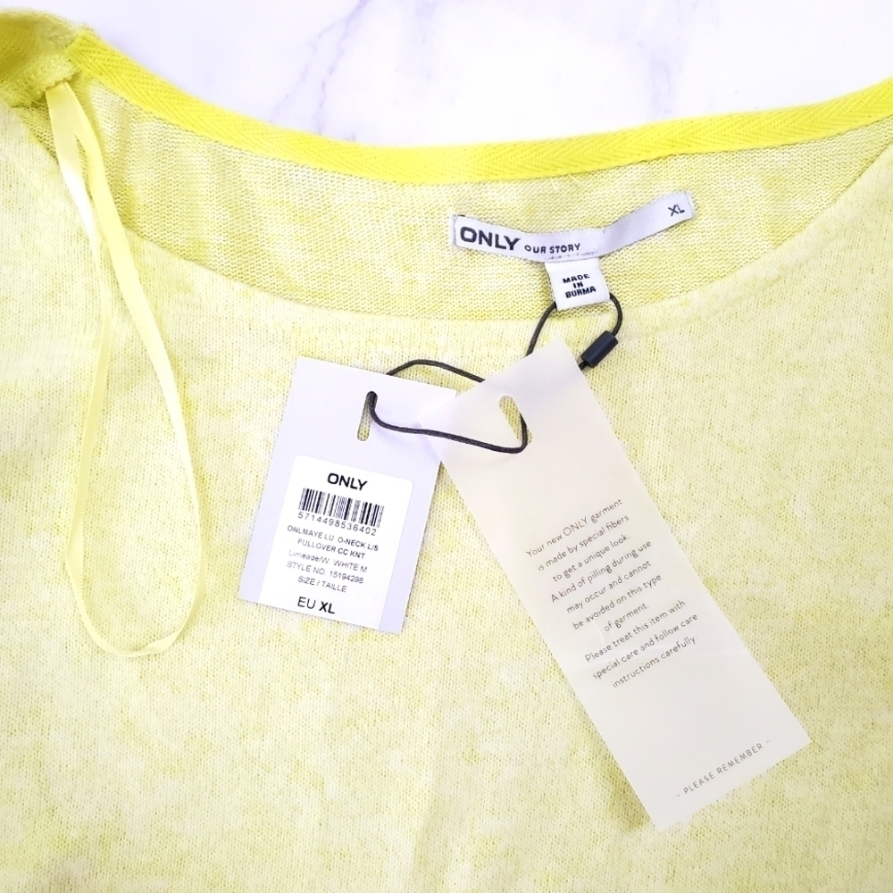 NWT ONLY Our Story Yellow Viscose Comfy Long Sleeve Shirt Top Women's XL - Picture 3 of 5